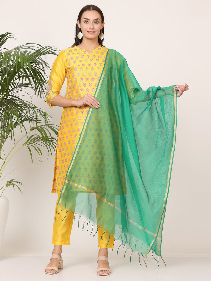 Stunning Orange Salwar Suit | Silk top bottom with Chanderi   dupatta