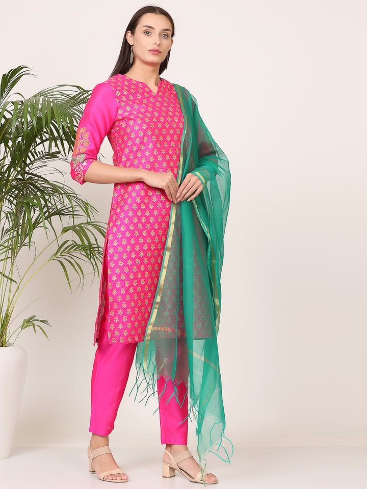 Stunning Orange Salwar Suit | Silk top bottom with Chanderi   dupatta
