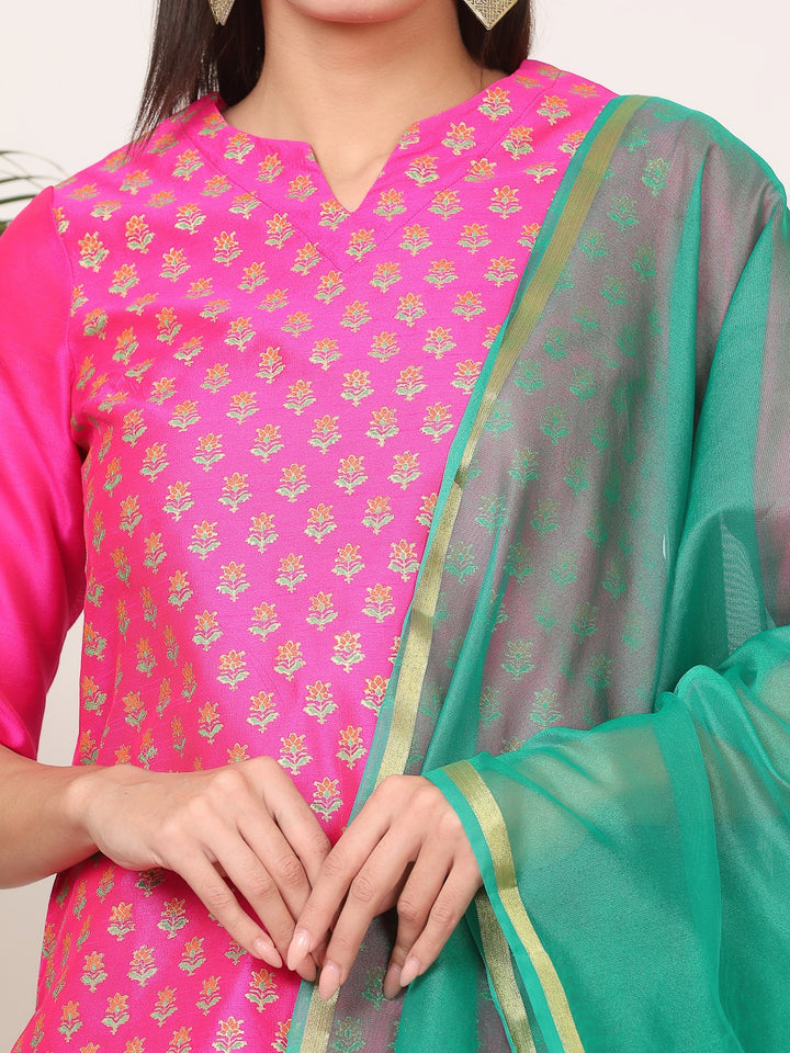 Stunning Orange Salwar Suit | Silk top bottom with Chanderi   dupatta