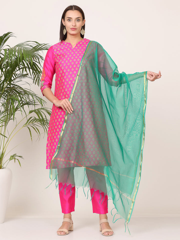 Stunning Orange Salwar Suit | Silk top bottom with Chanderi   dupatta