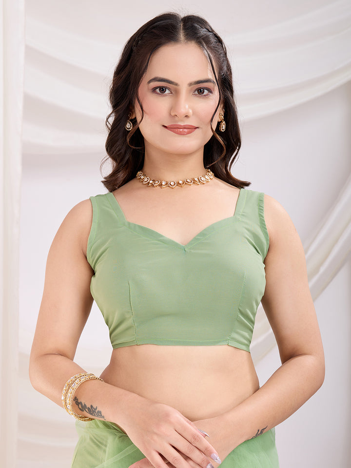 Soft Net Party Wear Saree | Designer Thread Embroidery Work with Mono Banglori Blouse