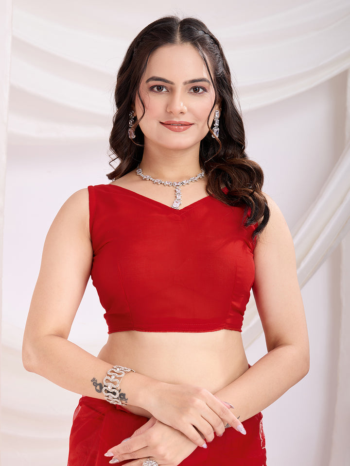 Soft Net Party Wear Saree | Designer Thread Embroidery Work with Mono Banglori Blouse