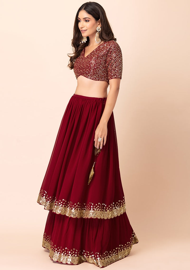 Graceful Dark Green Lehenga Choli | Georgette choli lehenga with dupatta