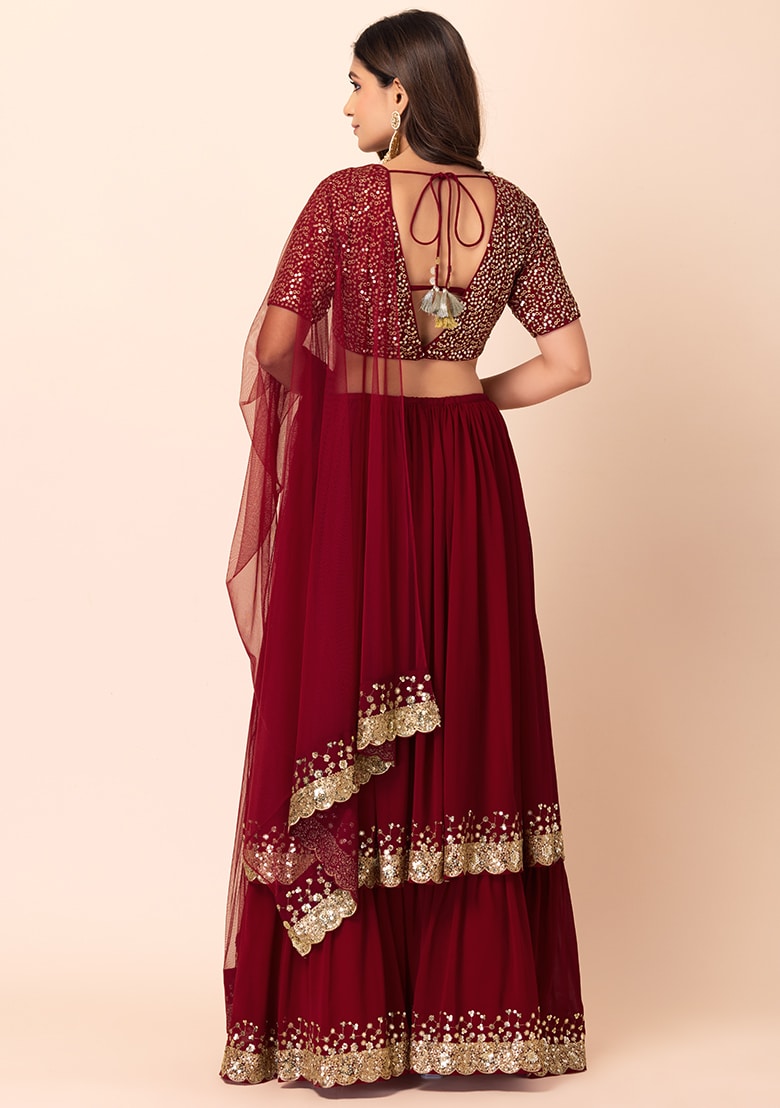 Graceful Dark Green Lehenga Choli | Georgette choli lehenga with dupatta