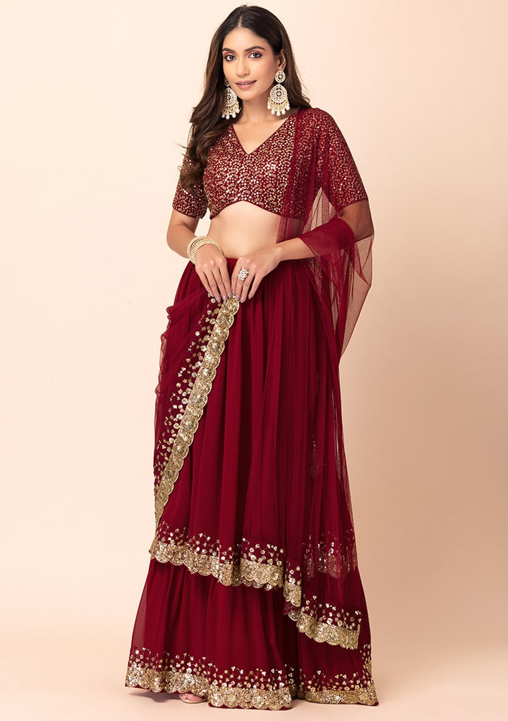 Graceful Dark Green Lehenga Choli | Georgette choli lehenga with dupatta