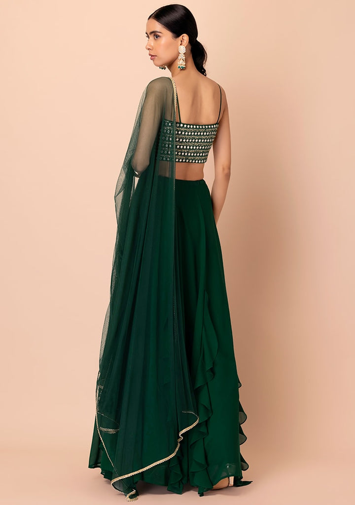 Stunning Dark Green Lehenga Choli | Georgette choli lehenga with dupatta