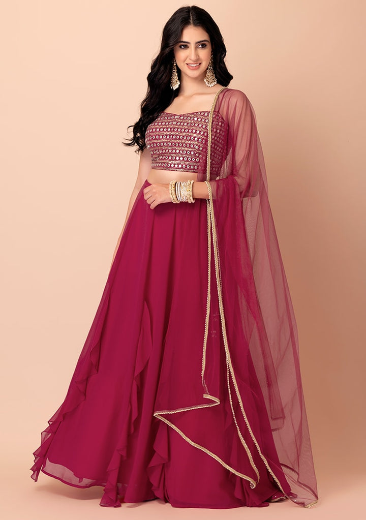 Stunning Dark Green Lehenga Choli | Georgette choli lehenga with dupatta