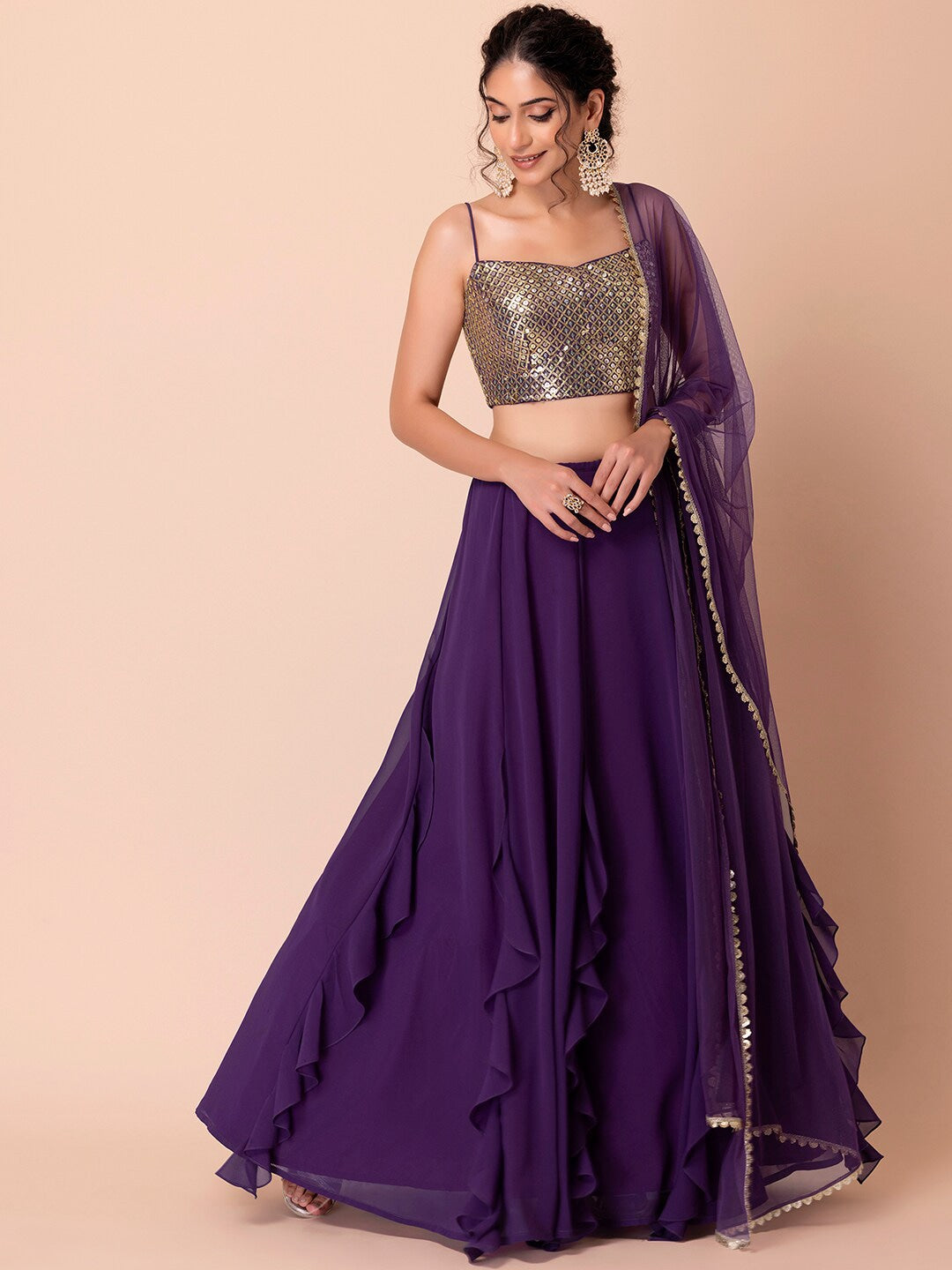 Stunning Dark Green Lehenga Choli | Georgette choli lehenga with dupatta