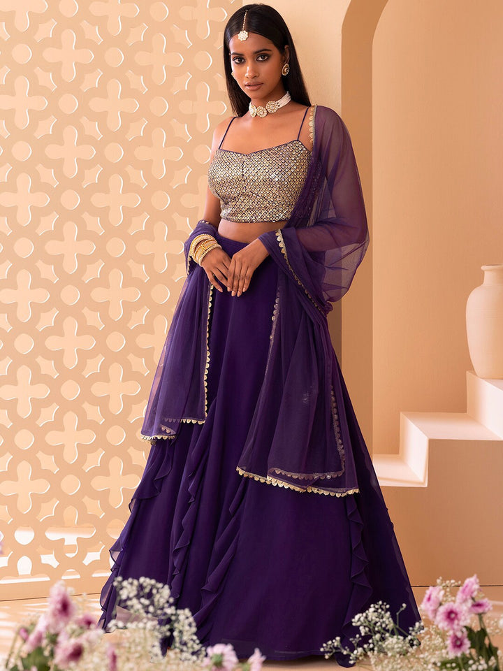Stunning Dark Green Lehenga Choli | Georgette choli lehenga with dupatta