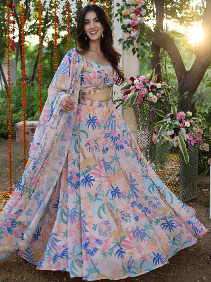 Stunning Light Pink Lehenga Choli | Georgette choli lehenga with dupatta
