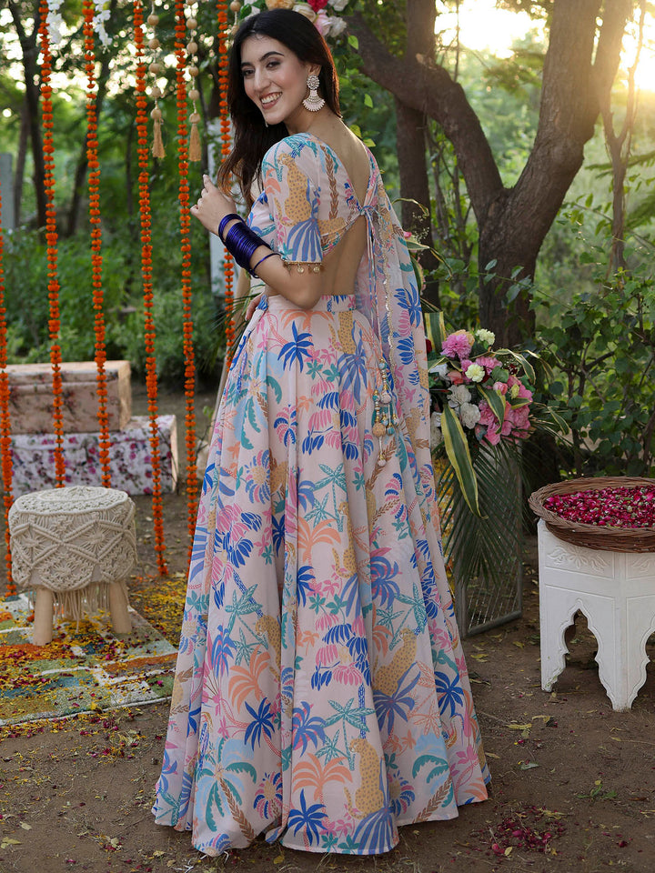 Stunning Light Pink Lehenga Choli | Georgette choli lehenga with dupatta