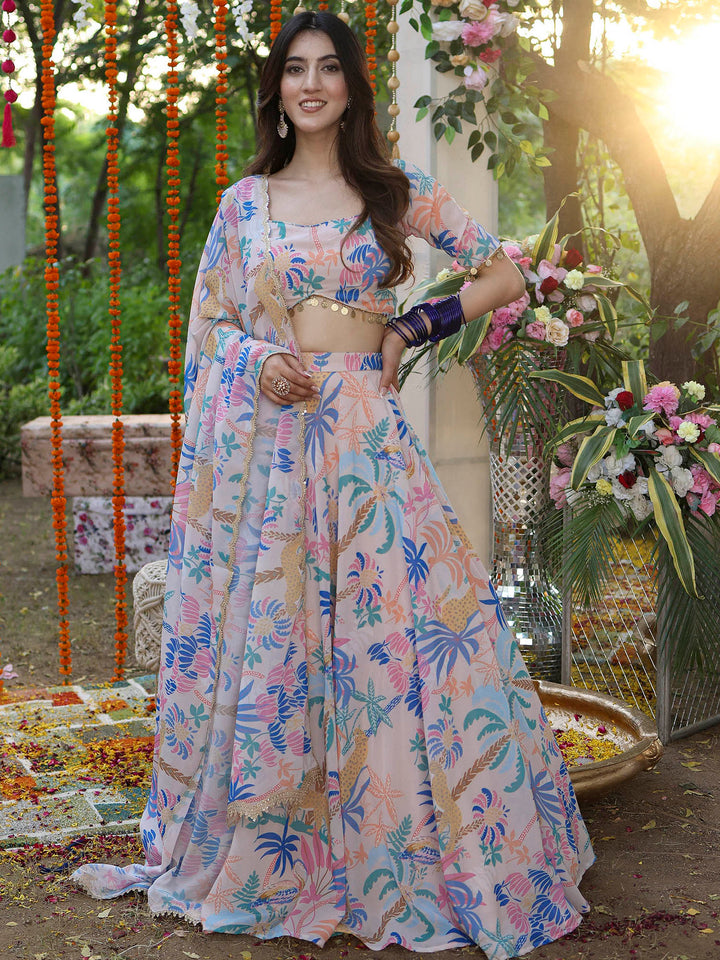 Stunning Light Pink Lehenga Choli | Georgette choli lehenga with dupatta