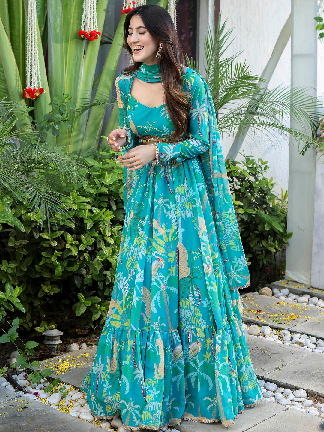 Gorgeous Turquoise Lehenga Choli | Georgette choli lehenga with dupatta