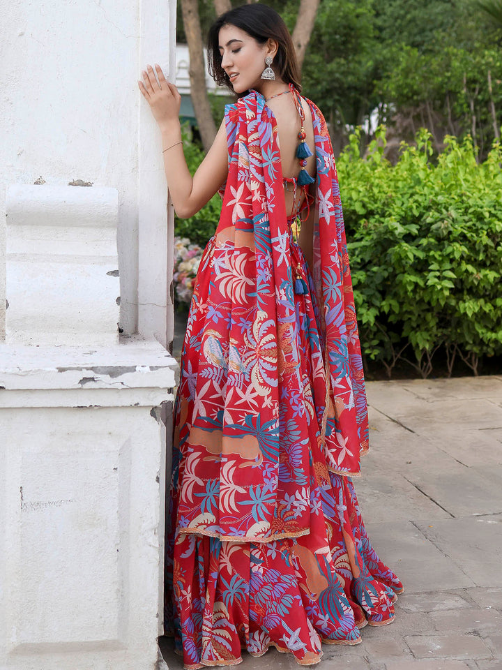 Charming Red Lehenga Choli | Georgette choli lehenga with dupatta