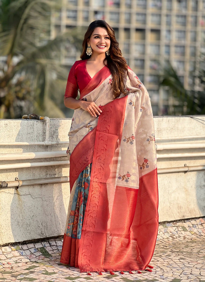 Stylish Wedding Cotton Linen Saree | Perfect for Grand Celebrations and Traditional Gatherings