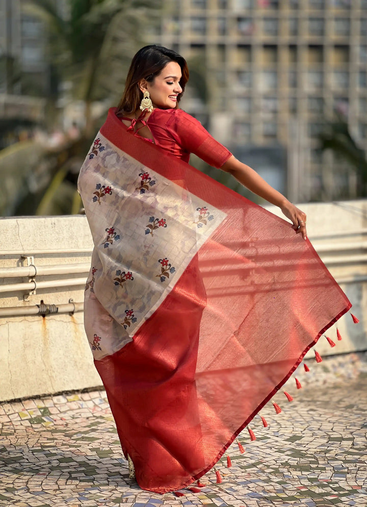 Stylish Wedding Cotton Linen Saree | Perfect for Grand Celebrations and Traditional Gatherings