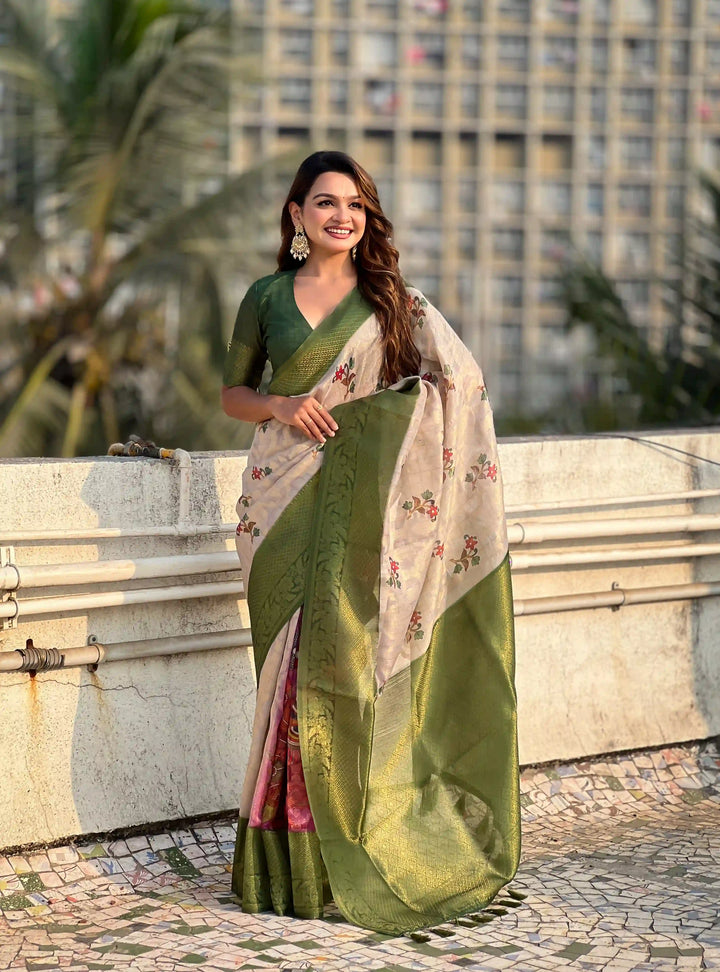 Stylish Wedding Cotton Linen Saree | Perfect for Grand Celebrations and Traditional Gatherings