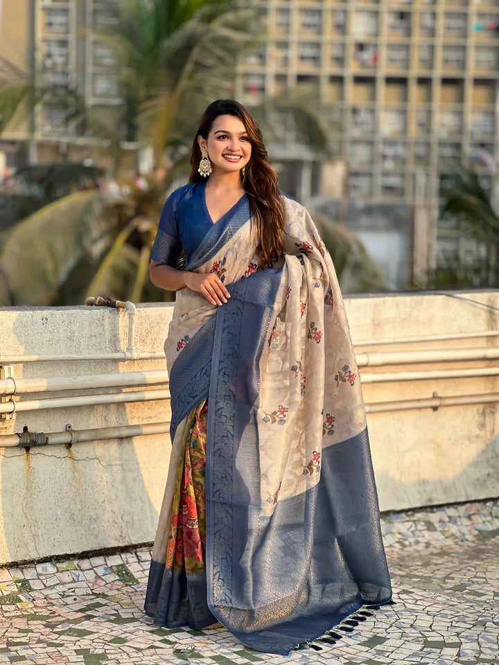 Stylish Wedding Cotton Linen Saree | Perfect for Grand Celebrations and Traditional Gatherings