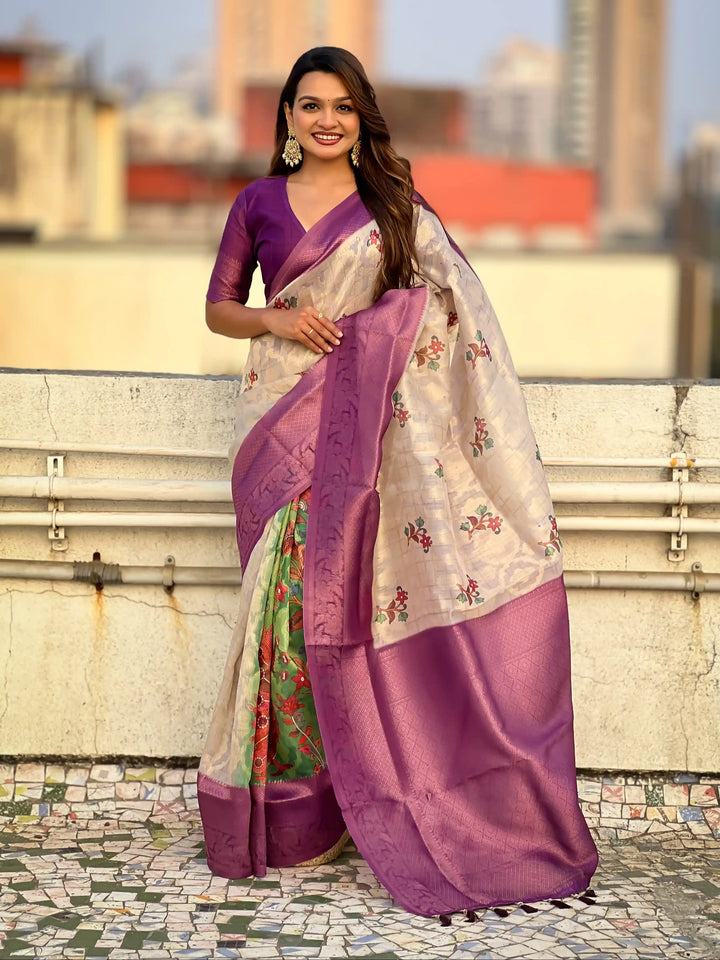 Stylish Wedding Cotton Linen Saree | Perfect for Grand Celebrations and Traditional Gatherings