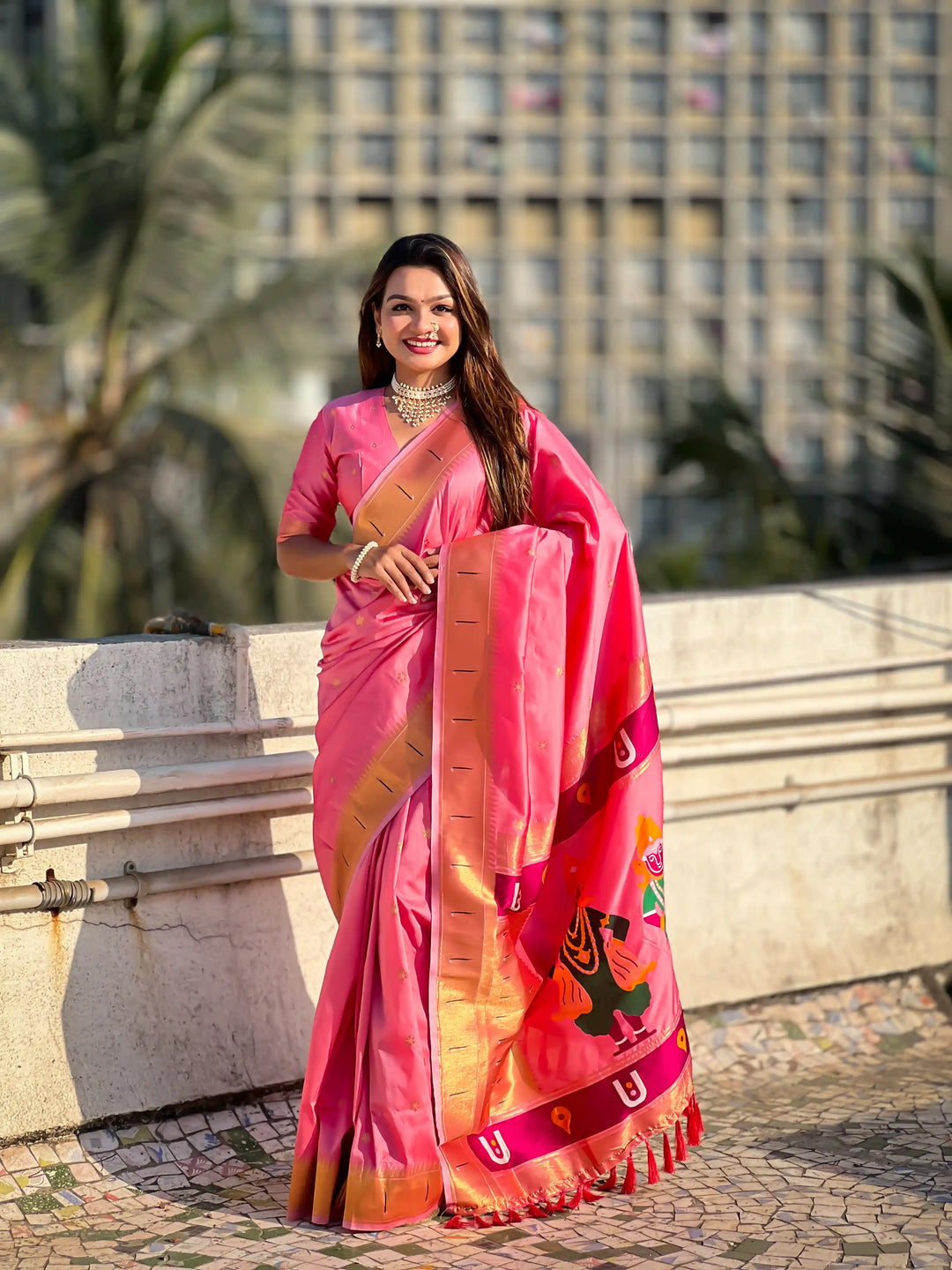 Modern Classic Soft Silk Saree | Enriched with Fine Embroidery and Graceful Aesthetic