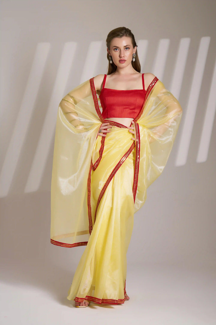 Elite Regal Twill Net Yellow Saree | A Must-Have for Exclusive Festive Wardrobes