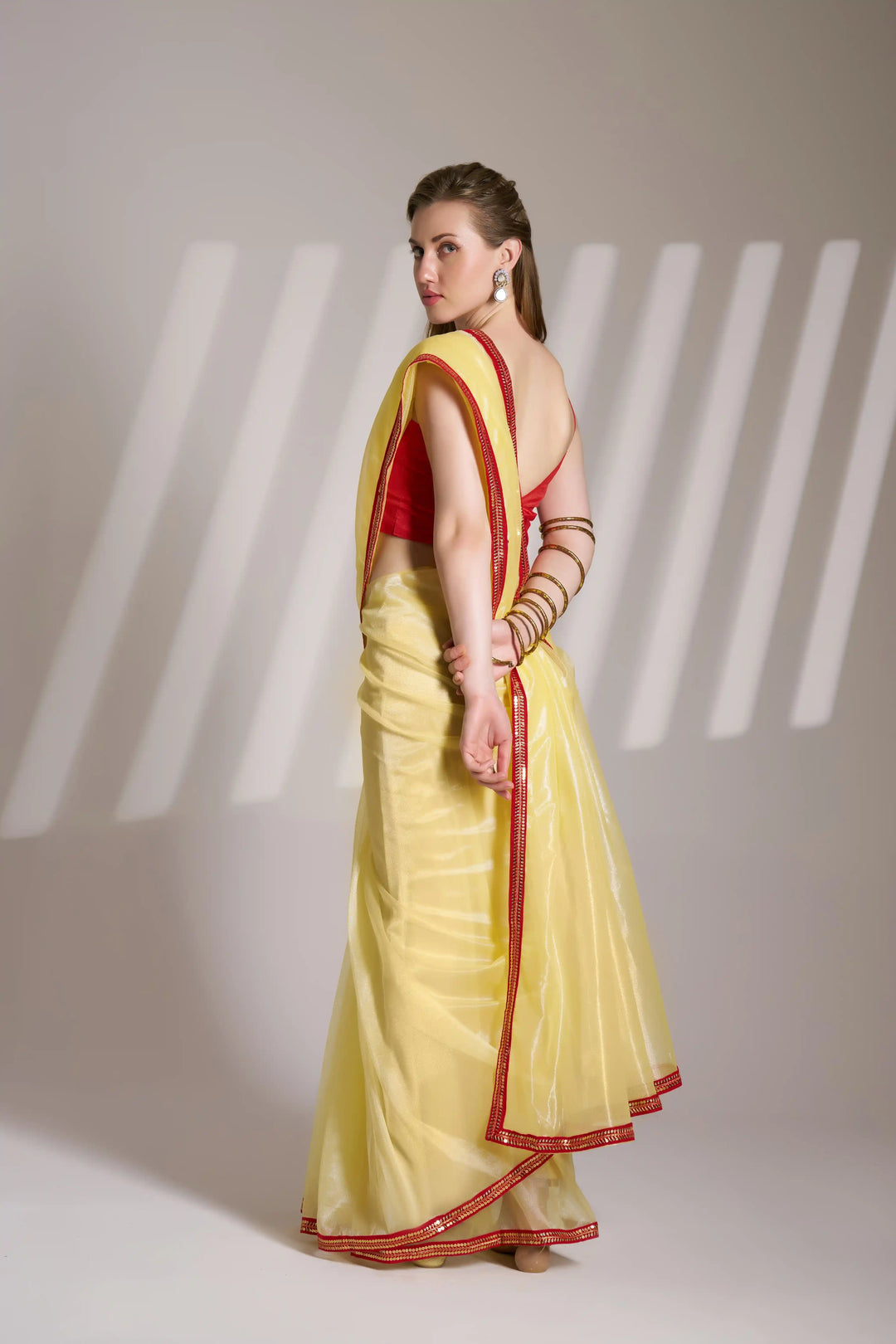 Stunning Yellow Net Saree | Indian Wedding Wear Art Silk Designer Blouse