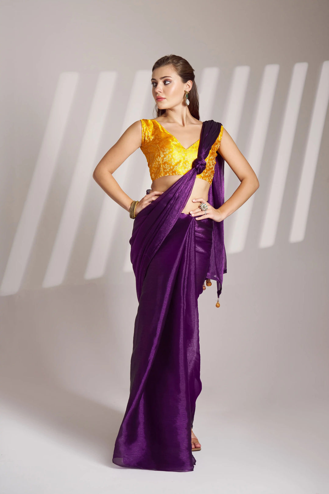 Graceful Violet Organza Saree | Party Ready  Art Silk Blouse with Style