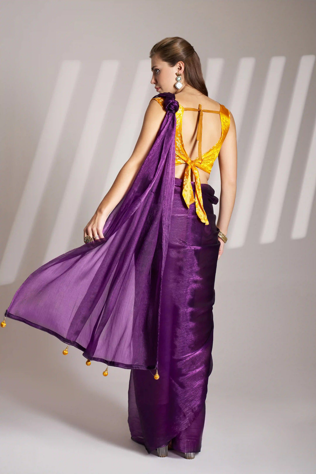 Graceful Violet Organza Saree | Party Ready  Art Silk Blouse with Style