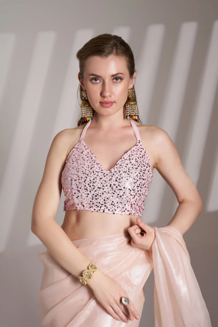 Sophisticated Formal Twill Net Peach Saree | A Must-Have for Exclusive Festive Wardrobes