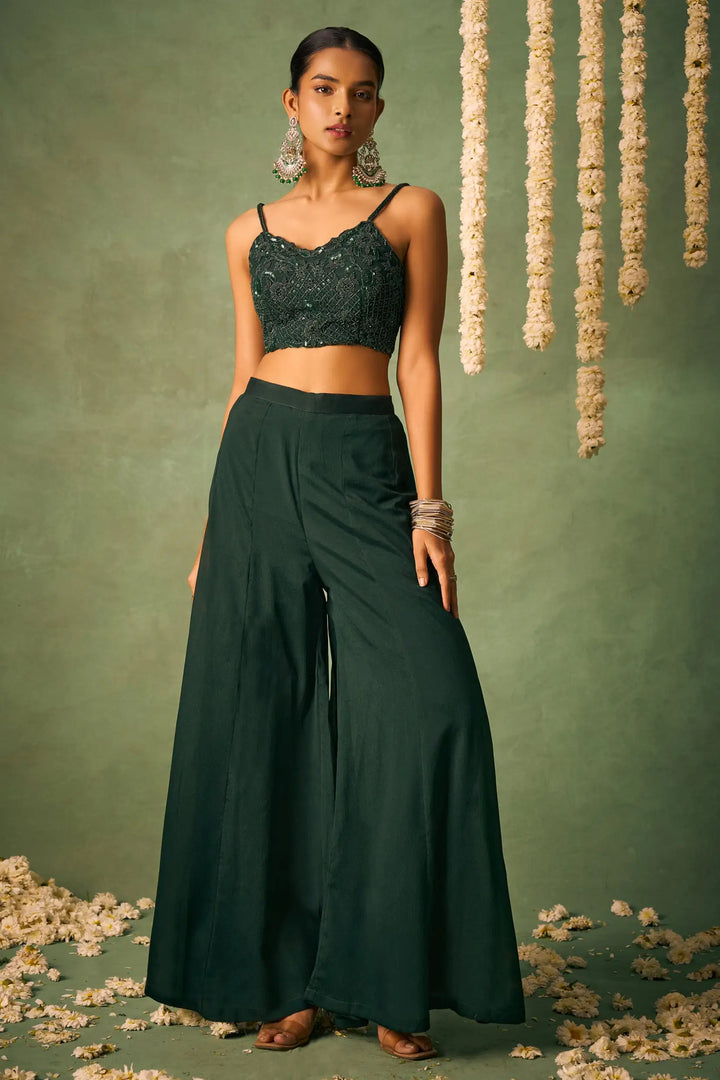 Party Wear Indo Western Sharara | Chic Chinon & Organza Cape Dupatta