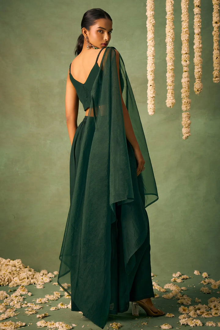Party Wear Indo Western Sharara | Chic Chinon & Organza Cape Dupatta