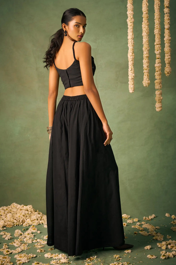 Party Wear Indo Western Sharara | Chic Chinon & Organza Cape Dupatta