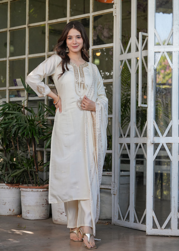 Cultural Fusion Viscose Chanderi  Salwar Kameez | Handcrafted with Intricate Details for Timeless Appeal