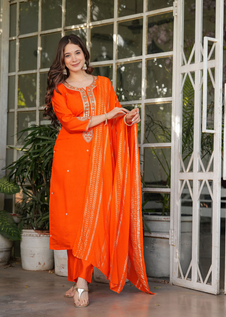Cultural Fusion Viscose Chanderi  Salwar Kameez | Handcrafted with Intricate Details for Timeless Appeal