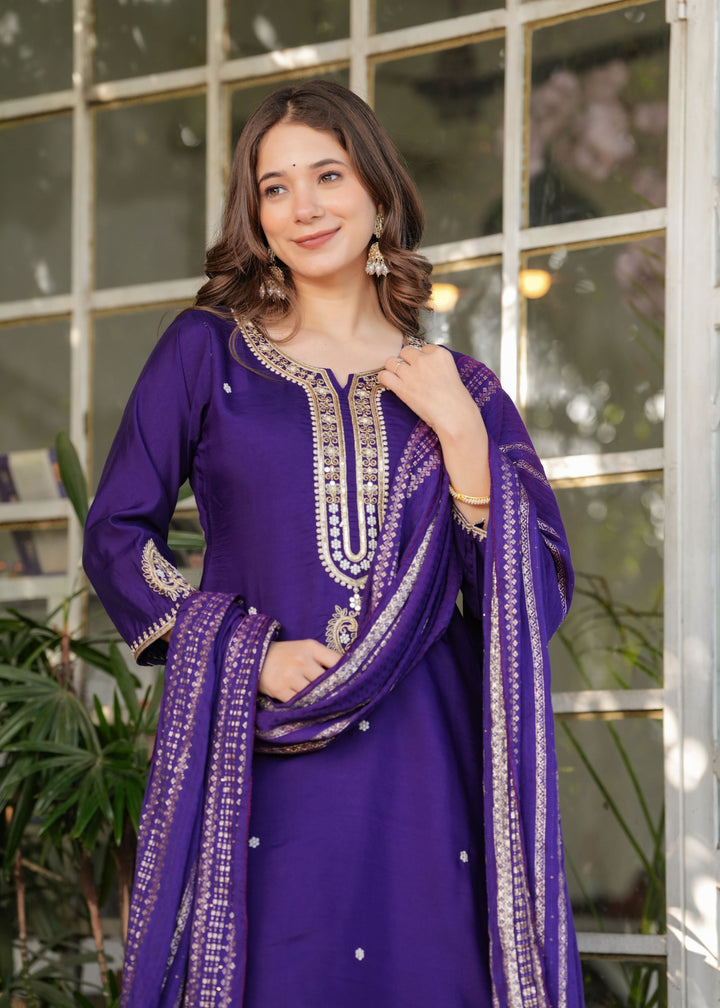 Cultural Fusion Viscose Chanderi  Salwar Kameez | Handcrafted with Intricate Details for Timeless Appeal