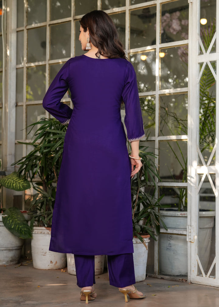 Cultural Fusion Viscose Chanderi  Salwar Kameez | Handcrafted with Intricate Details for Timeless Appeal