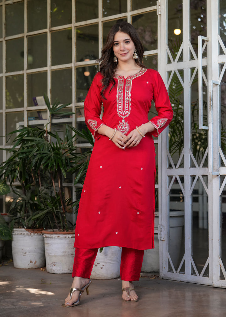 Cultural Fusion Viscose Chanderi  Salwar Kameez | Handcrafted with Intricate Details for Timeless Appeal