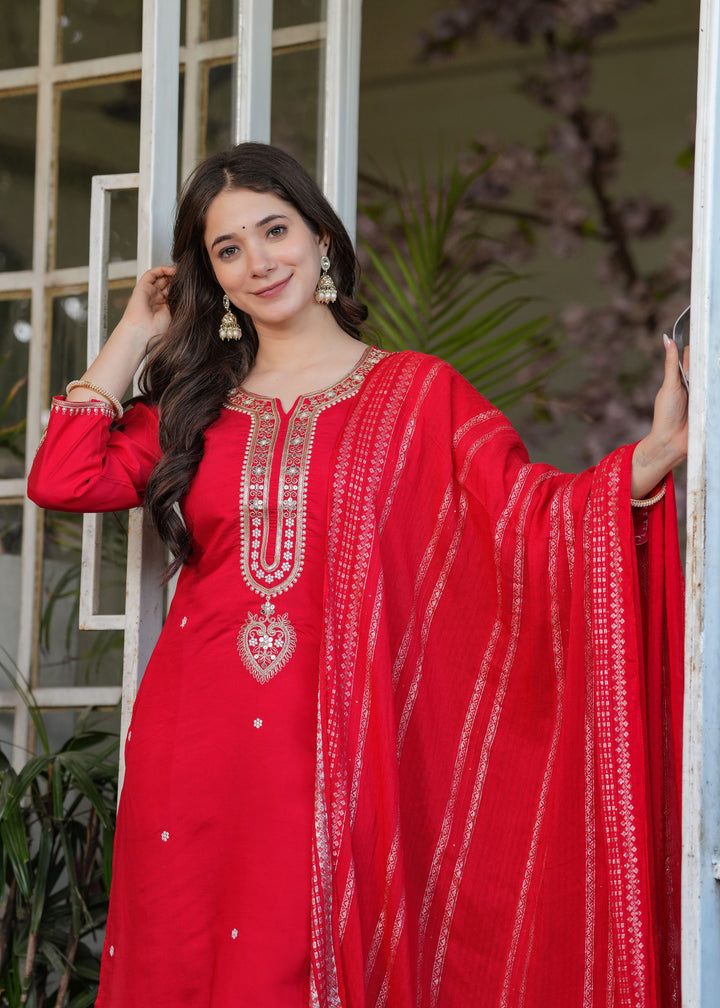 Cultural Fusion Viscose Chanderi  Salwar Kameez | Handcrafted with Intricate Details for Timeless Appeal