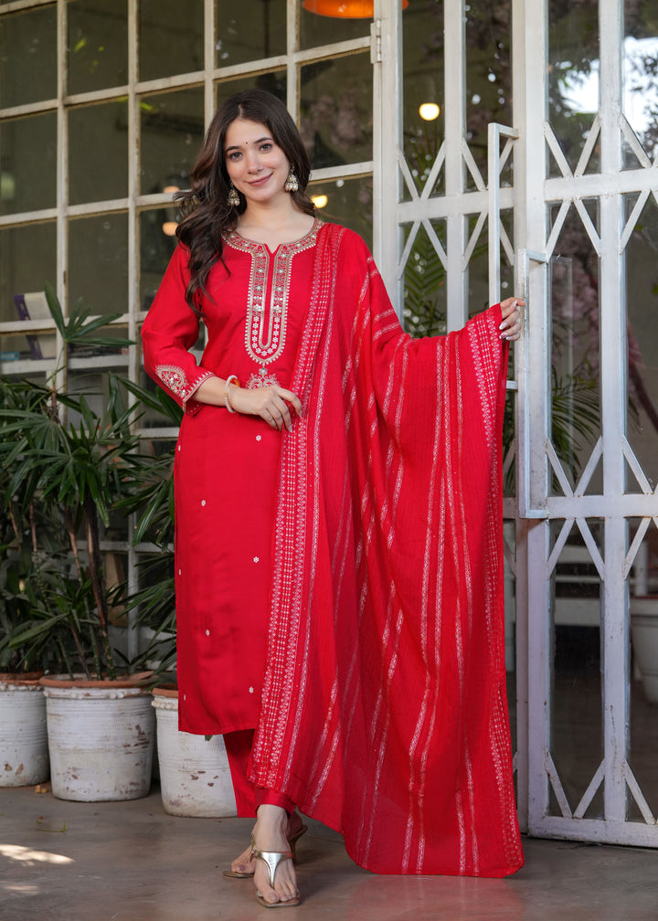 Cultural Fusion Viscose Chanderi  Salwar Kameez | Handcrafted with Intricate Details for Timeless Appeal