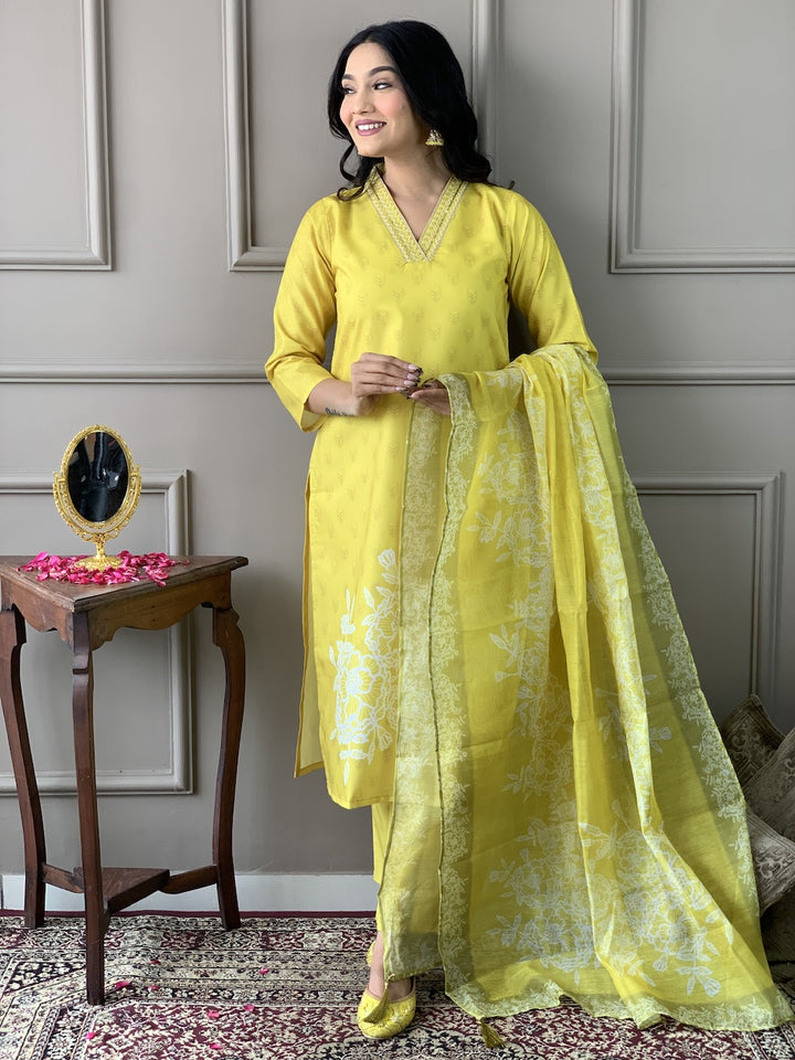 Exclusive Designer Muslin Yellow Salwar Kameez | Fashioned for Classic Charm and Modern Comfort