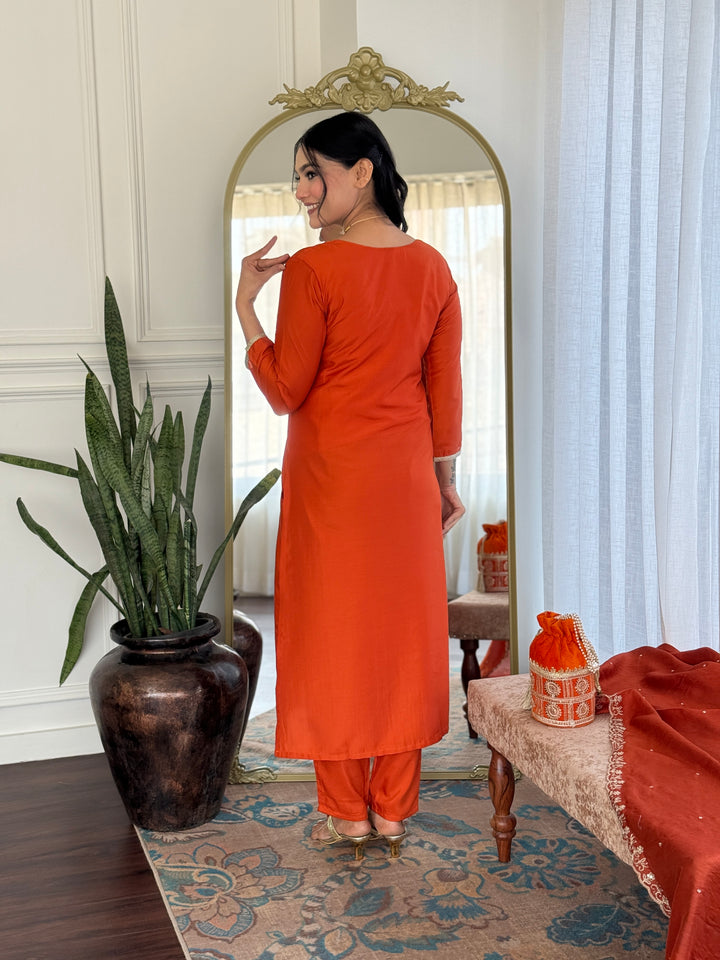 Exclusive Designer Viscose Chinon Orange Salwar Kameez | Perfect for Grand Celebrations and Traditional Gatherings