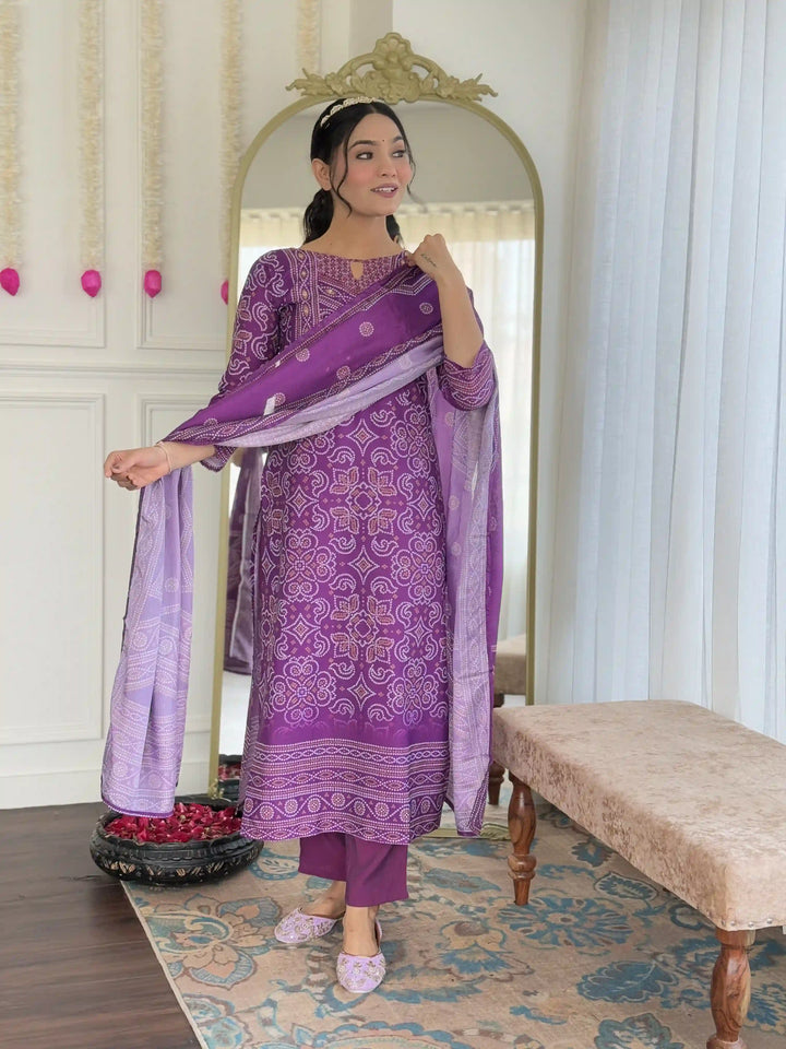 Graceful Trendy Franch Crepe Lavender Salwar Kameez | Luxury Attire for Weddings and Special Moments
