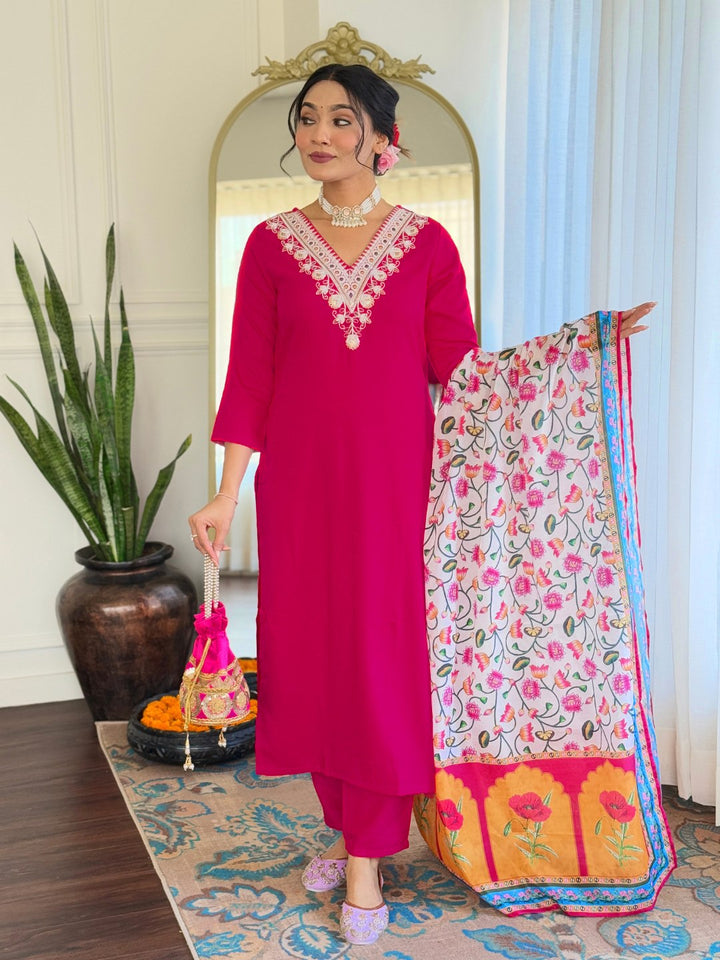 Exclusive Designer Rayon Pink Salwar Kameez | Enriched with Fine Embroidery and Graceful Aesthetic