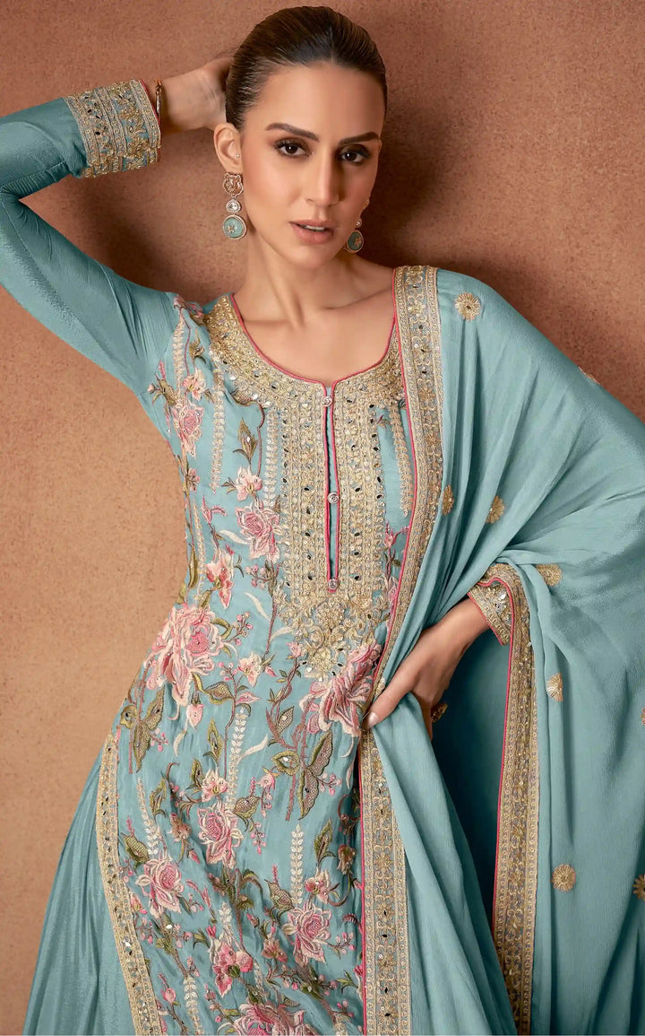 Authentic Ethnic   Palazzo Suits | Enriched with Fine Embroidery and Graceful Aesthetic