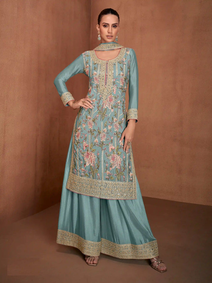 Authentic Ethnic   Palazzo Suits | Enriched with Fine Embroidery and Graceful Aesthetic