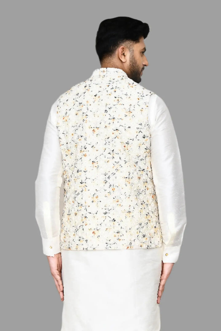 Designer Cream Cotton Jacket | Embroidery Work  Ethnic Wear