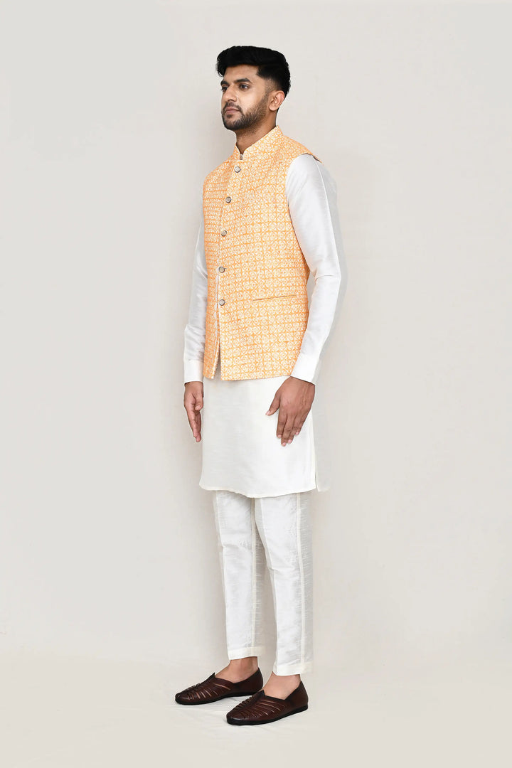 Modern Festive Wear Cotton Jacket | Embroidered Orange Jacket  Ethnic Style