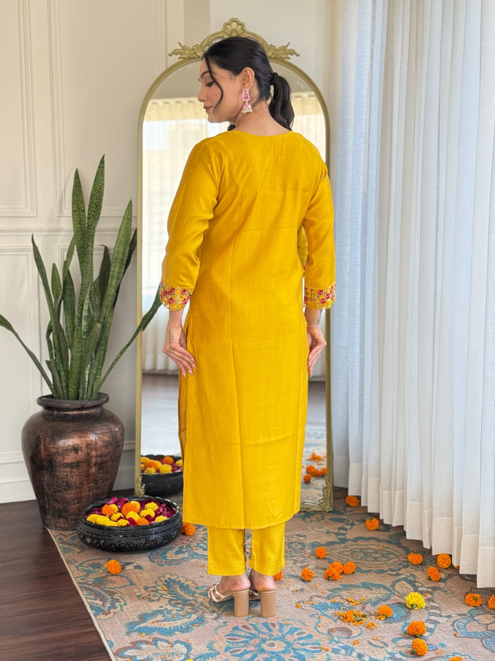 Luxurious Yellow Silk Kurti | Designer Print & Embroidery Dupatta Wedding