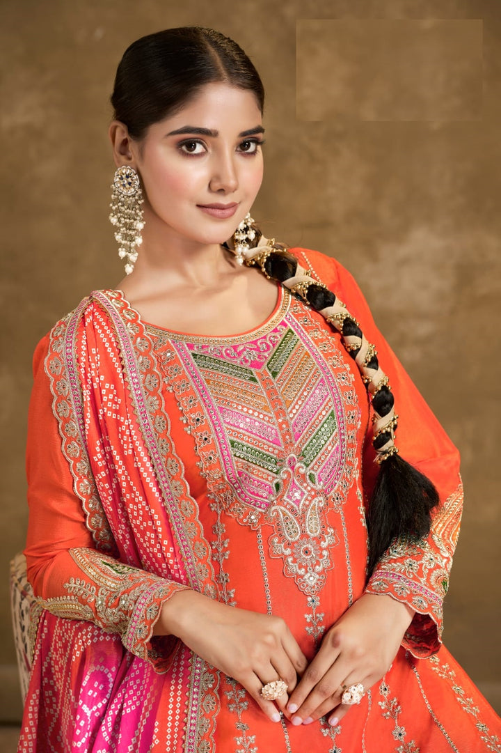 Elegant Chinon Dhoti Suit | Designer Embroidery & Print Work