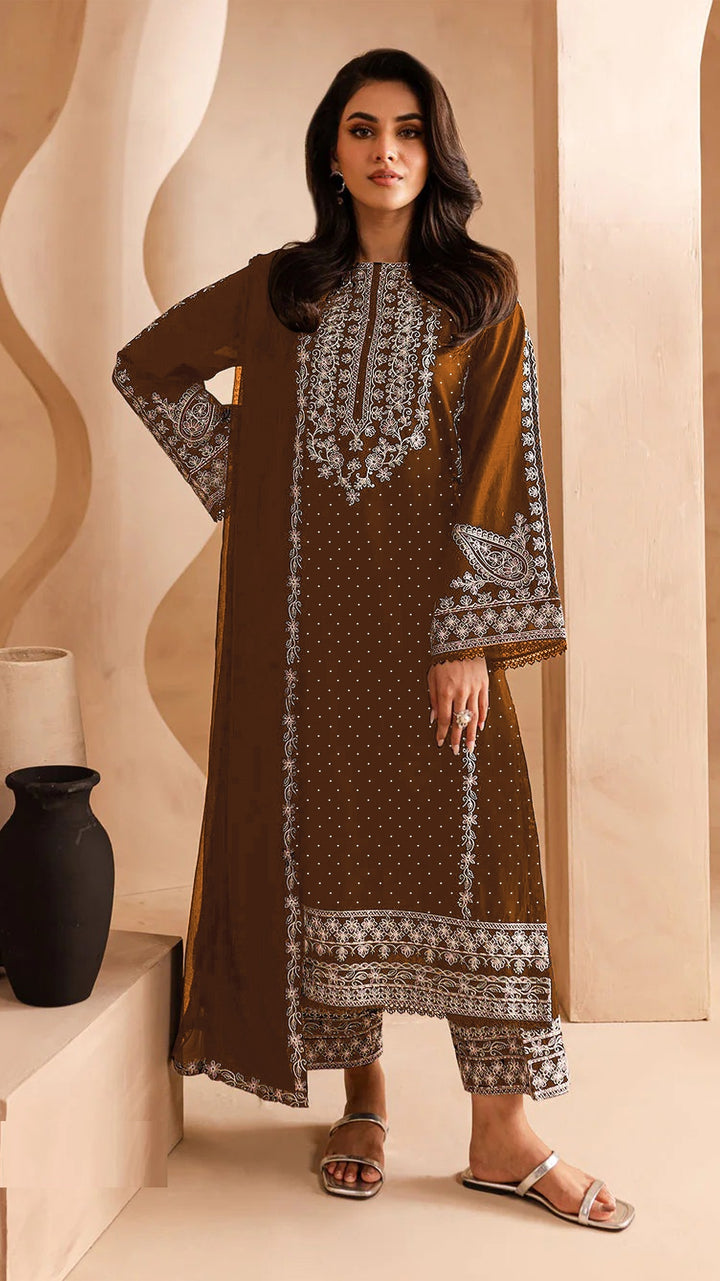 Designer Georgette Suit | Embroidery Work with Santoon Bottom & Dupatta for Festive Look